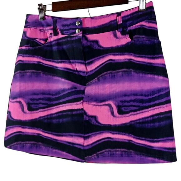 SLAZENGER Women's Golf Skirt Tie Dye Pink Purple Women Size 8 Button Pocket EUC - Picture 9 of 9